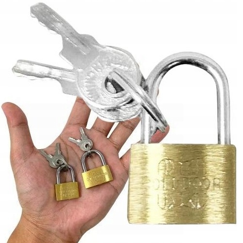 Mała Kłódka Na Klucz Do Bagażu Walizki Podróżnej Szafki Mosiężna 3x Klucze