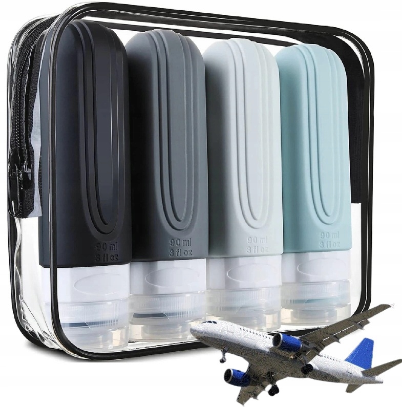 Silikonowe Butelki Podróżne Do Samolotu Bagażu Na Kosmetyki Pojemniki 90ml