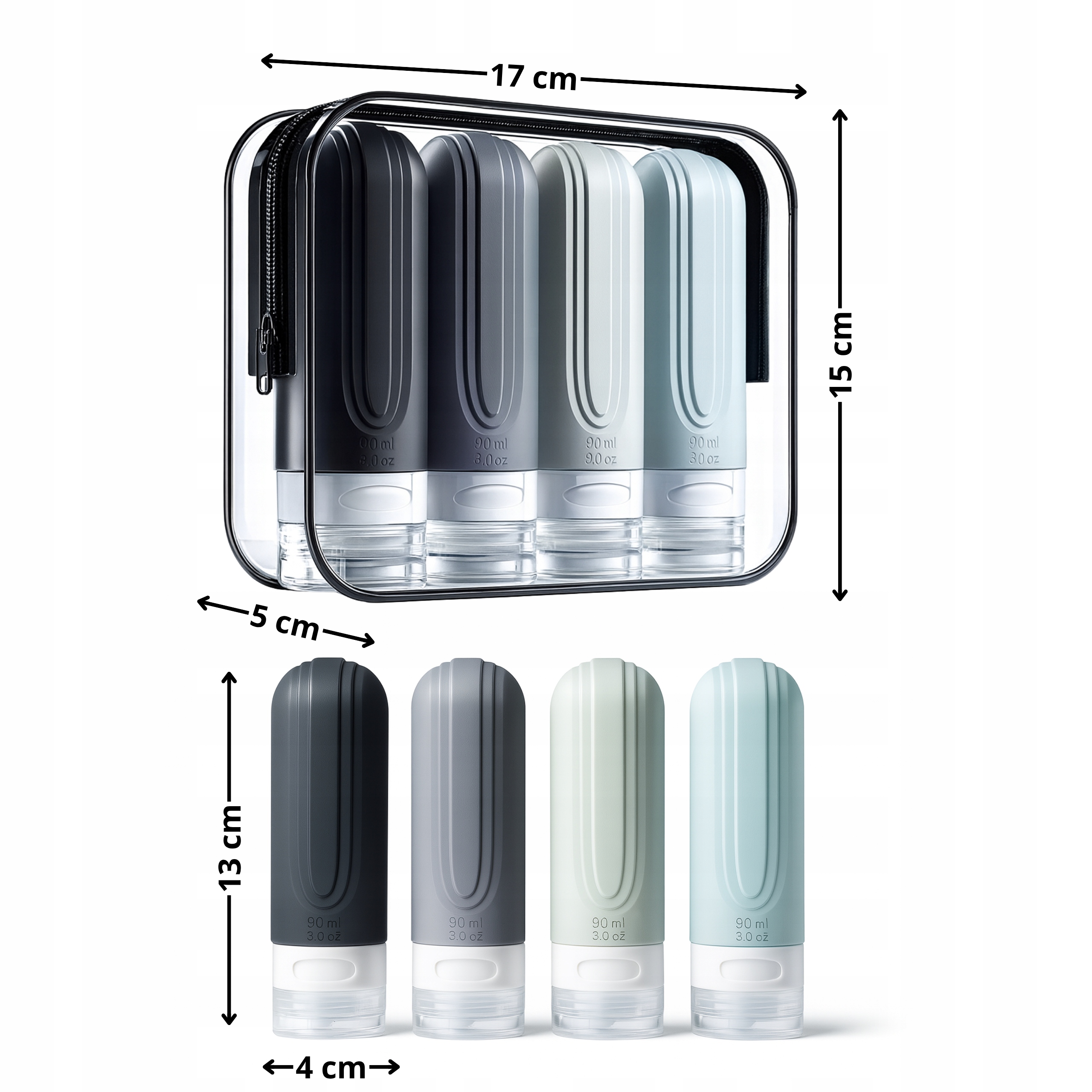 Silikonowe Butelki Podróżne Do Samolotu Bagażu Na Kosmetyki Pojemniki 90ml