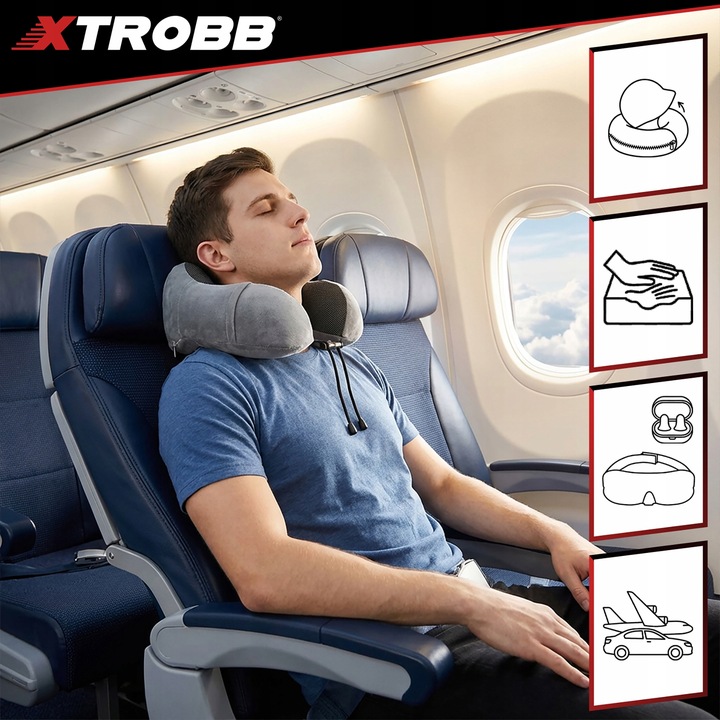 Poduszka Podróżna Turystyczna Na Szyję Rogal Zagłówek Do Samolotu Samochodu