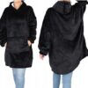 Kocobluza Koc Bluza Oversize Bluzokoc Gruba Ciepła Długa Czarna Z Kapturem