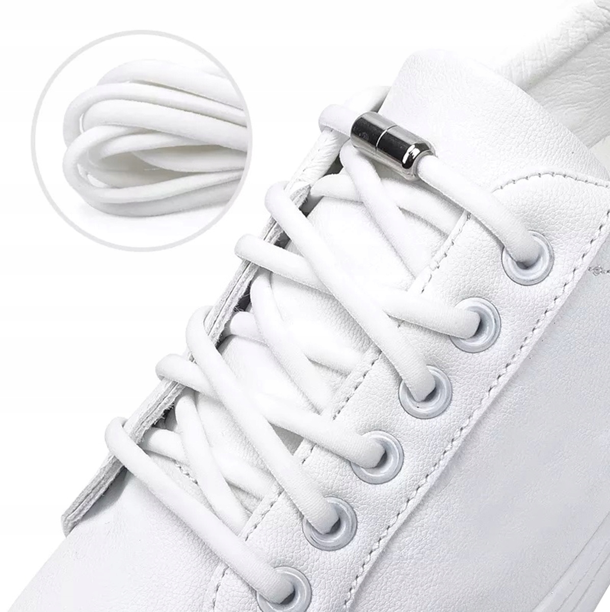 Sznurówki Bez Wiązania Do Butów Elastyczne Gumowe Sznurowadła 100 cm Białe