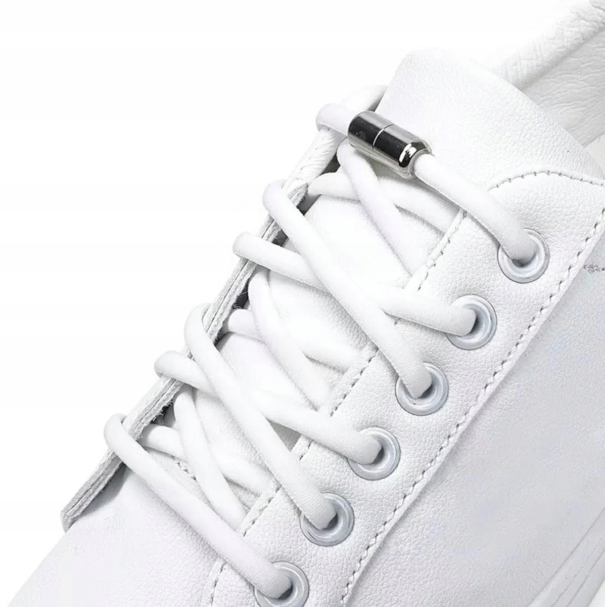 Sznurówki Bez Wiązania Do Butów Elastyczne Gumowe Sznurowadła 100 cm Białe