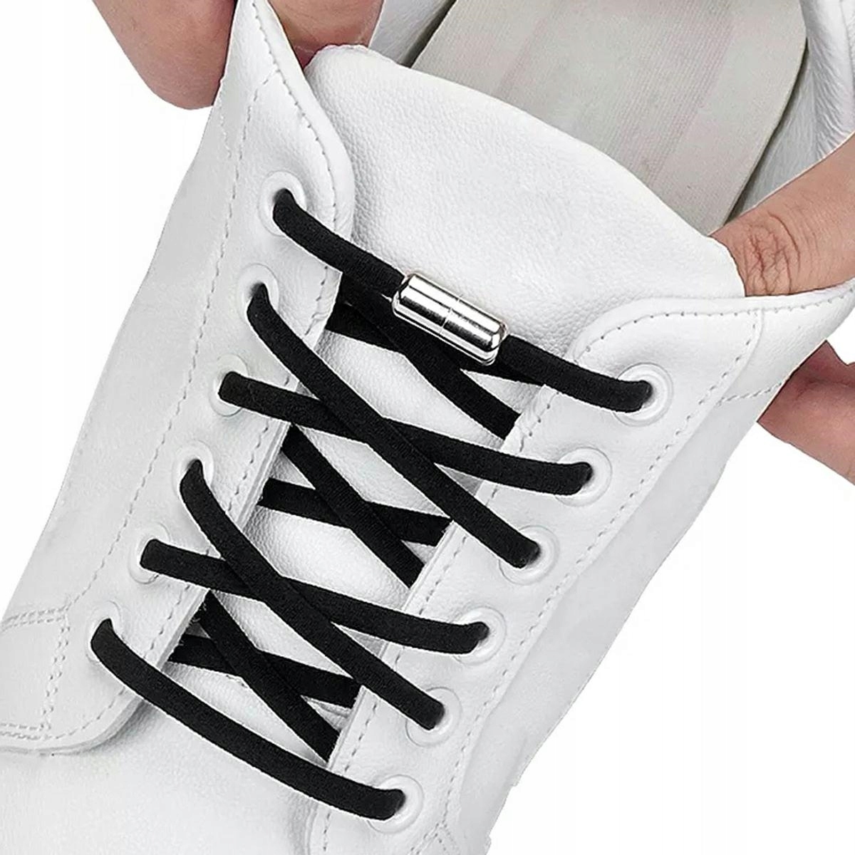 Sznurówki Bez Wiązania Do Butów Elastyczne Sznurowadła Gumowe 100 cm Czarne