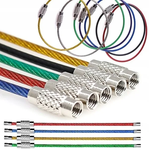 Linka Stalowa Skręcana Edc Do Kluczy Kółko Zawieszka Kolorowa Osłonka