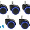 Kółka Kauczukowe Do Fotela Gumowe 5 szt Niebieskie