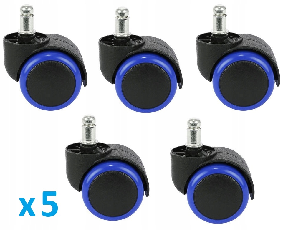 Kółka Kauczukowe Do Fotela Gumowe 5 szt Niebieskie