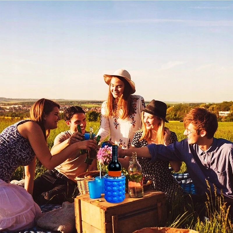 Kostkarka Do Lodu Wiaderko Na Kostki Lód 2w1 Foremka Kubełek Silikonowy