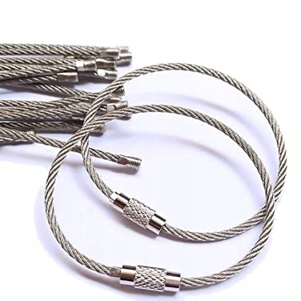 Brelok Do Kluczy Linka Stalowa Uchwyt Zapięcie Skręcana 15cm