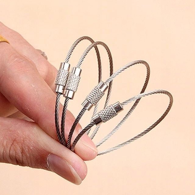 Brelok Do Kluczy Linka Stalowa Uchwyt Zapięcie Skręcana 15cm