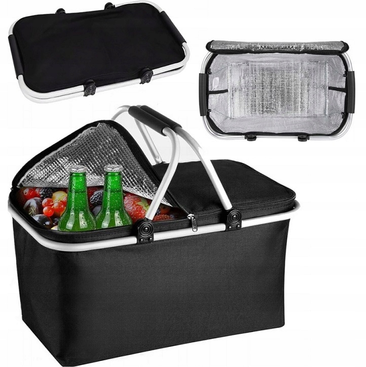 Kosz Piknikowy Składany Termiczny Turystyczny Izolacyjny Koszyk Na Zakupy