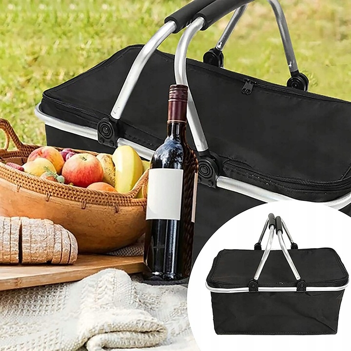 Kosz Piknikowy Składany Termiczny Turystyczny Izolacyjny Koszyk Na Zakupy