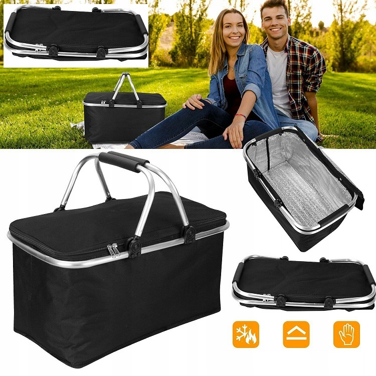 Kosz Piknikowy Składany Termiczny Turystyczny Izolacyjny Koszyk Na Zakupy
