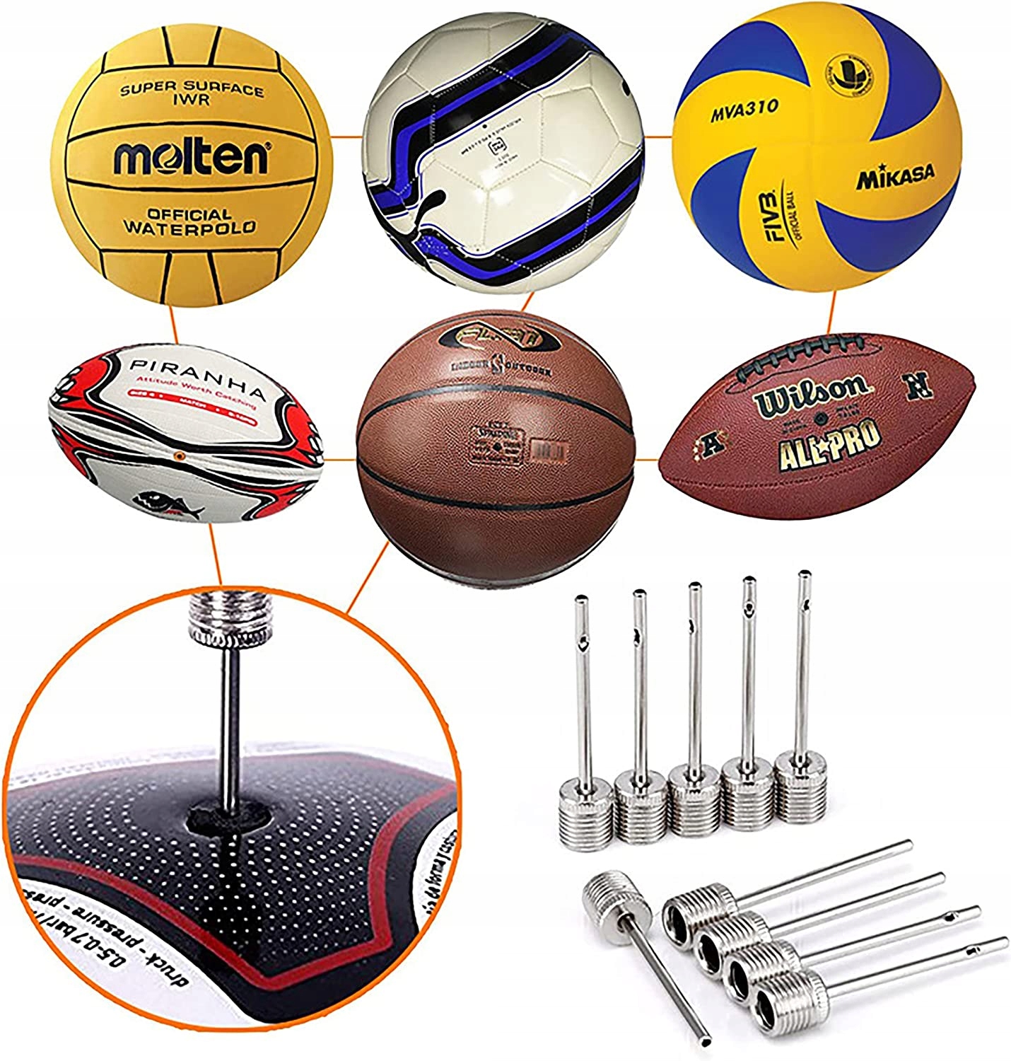 Igły Do Piłek Pompek Końcówki Do Pompowania Piłki Igła X10 Sztuk