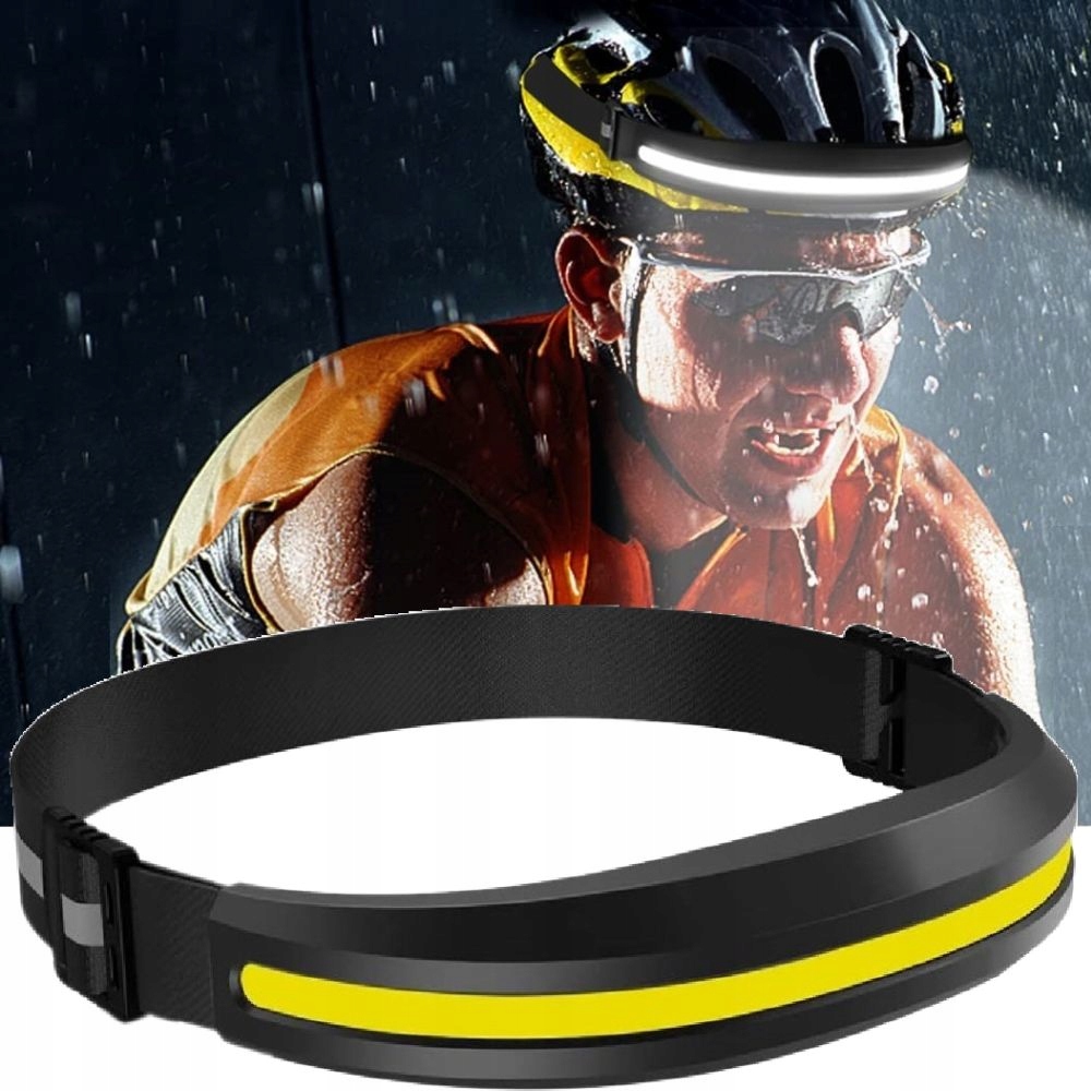 Mocna Latarka Lampka Czołowa Led Opaska Reflektor Na Głowę Cob 230° Trening