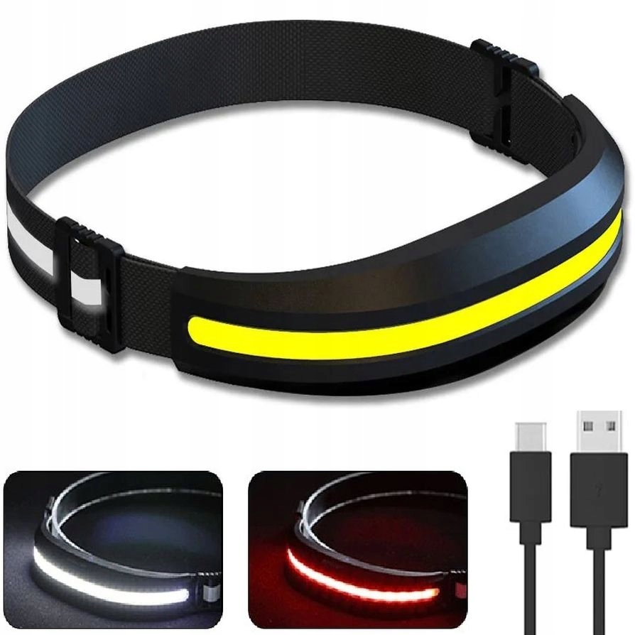 Mocna Latarka Lampka Czołowa Led Opaska Reflektor Na Głowę Cob 230° Trening