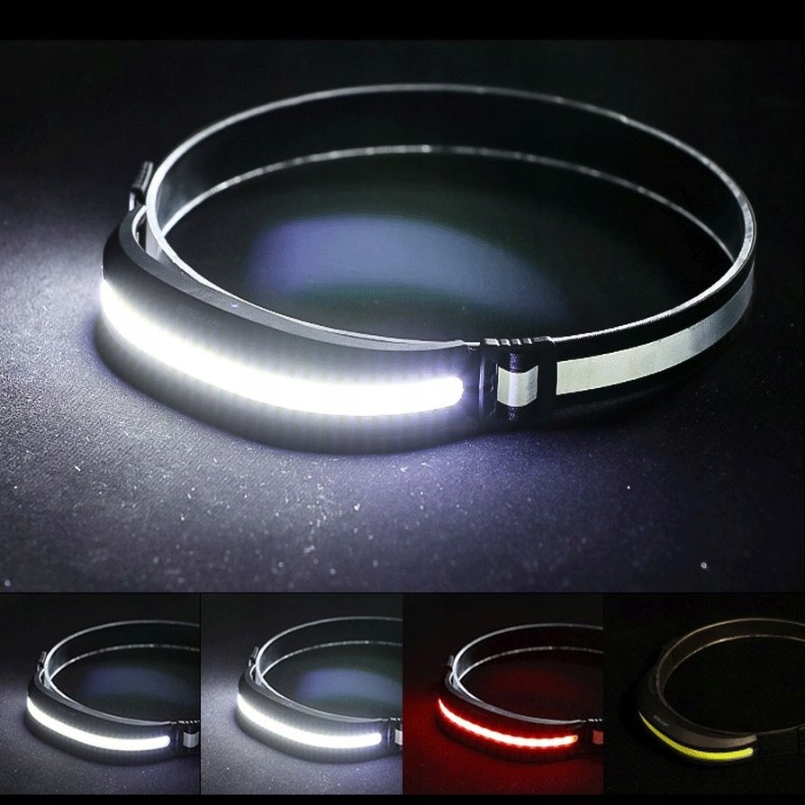 Mocna Latarka Lampka Czołowa Led Opaska Reflektor Na Głowę Cob 230° Trening