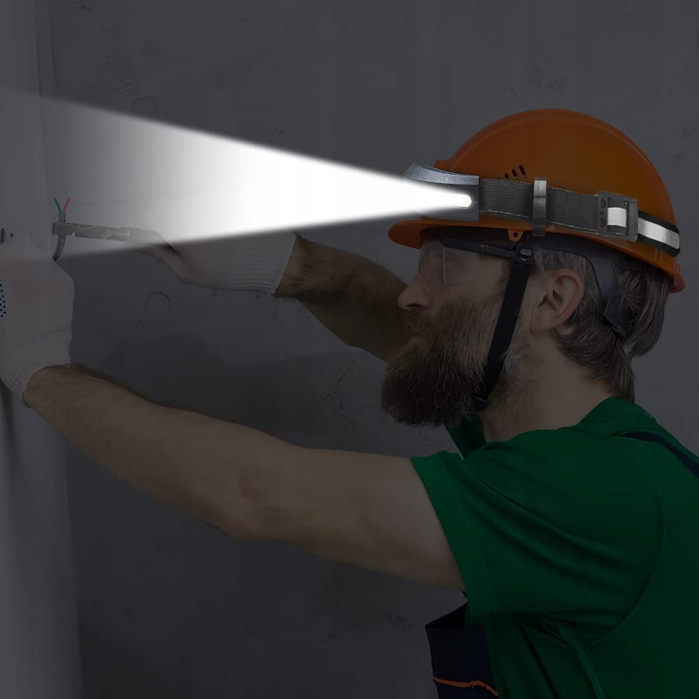 Mocna Latarka Lampka Czołowa Led Opaska Reflektor Na Głowę Cob 230° Trening