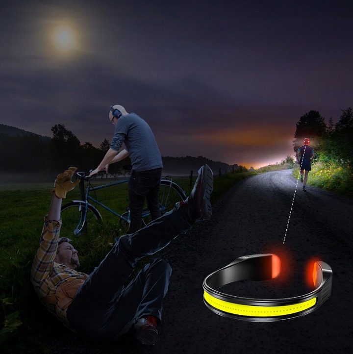 Latarka Czołówka Lampka Led Cob Do Biegania Na Rower Mocna Akumulator Usb