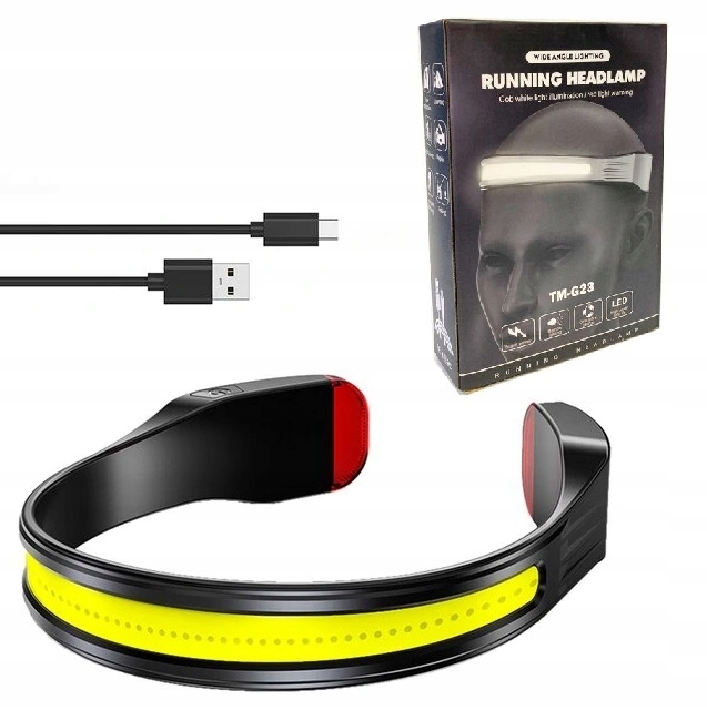 Latarka Czołówka Lampka Led Cob Do Biegania Na Rower Mocna Akumulator Usb