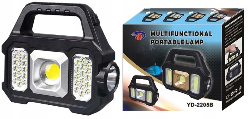 Szperacz Latarka Led Akumulatorowa Powerbank Solarna Moc 7 Trybów Usb Zoom