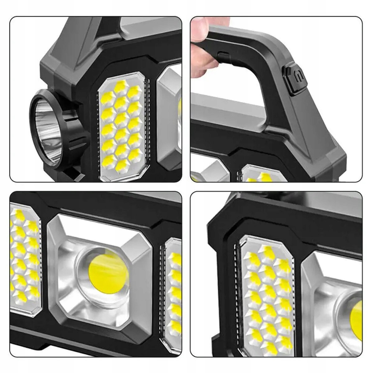 Szperacz Latarka Led Akumulatorowa Powerbank Solarna Moc 7 Trybów Usb Zoom