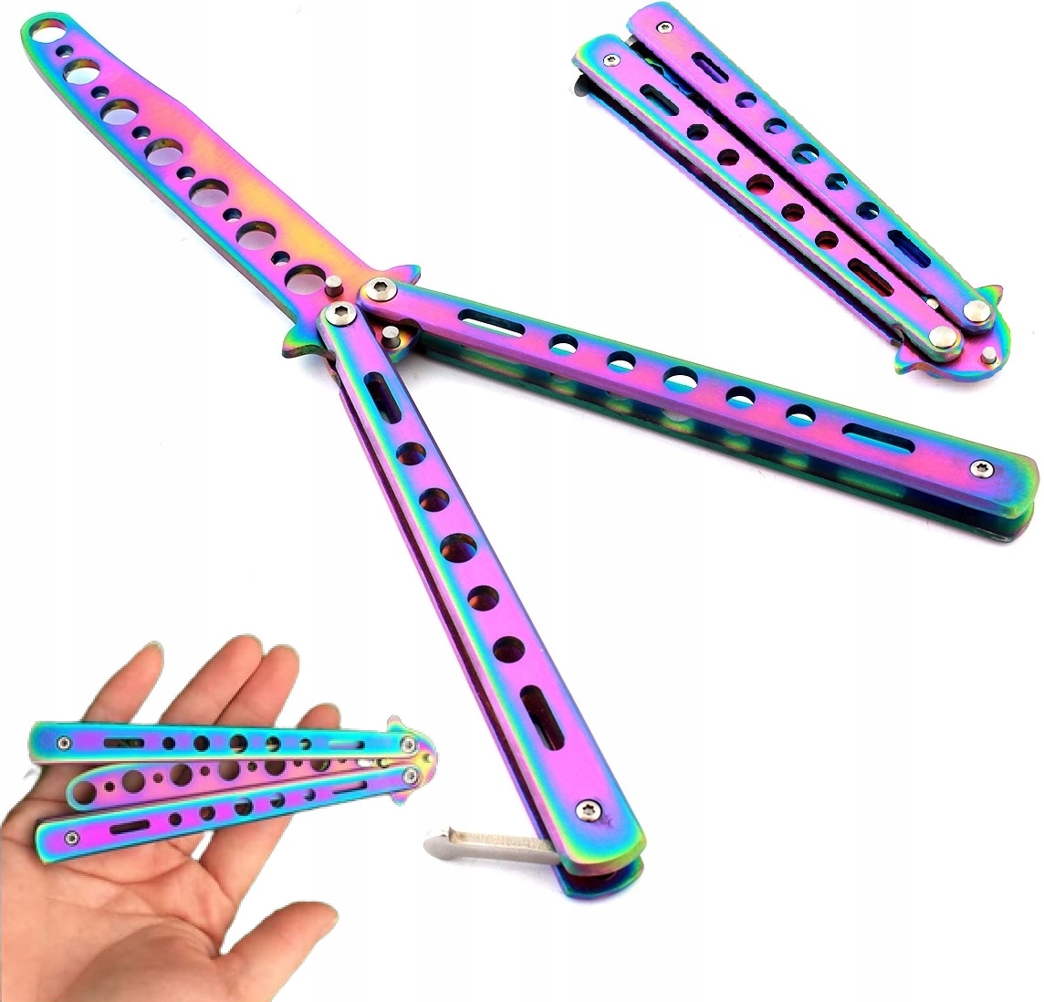 Nóż Motylkowy Treningowy Tępy Rainbow Motylek