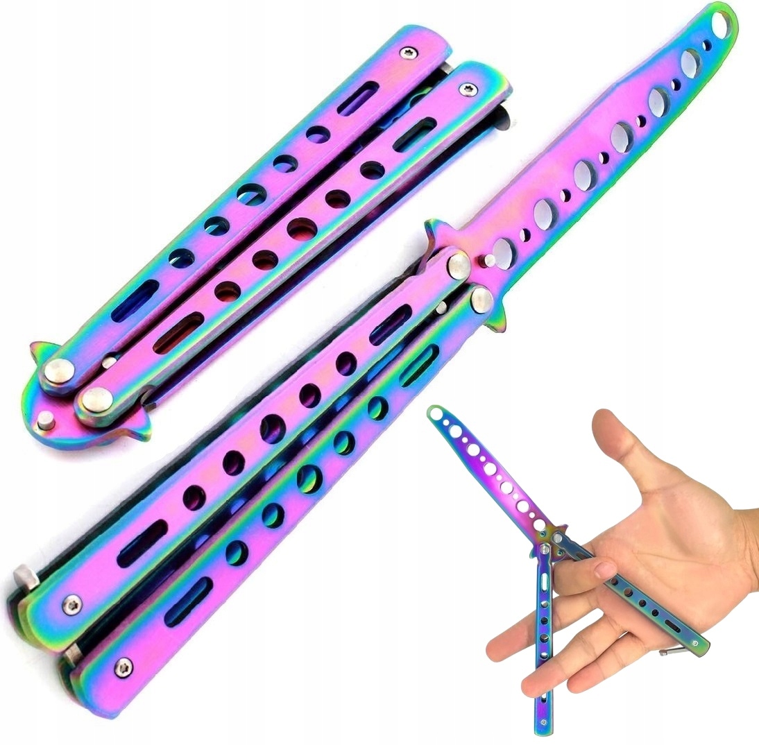 Nóż Motylkowy Treningowy Tępy Rainbow Motylek