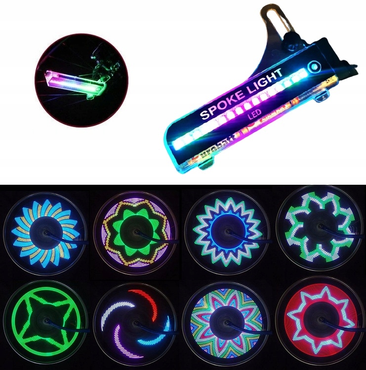 Oświetlenie Kół Na Szprychy Lampka Rowerowa Led Przednia Tylna Kolorowa