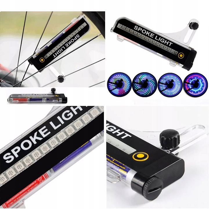 Oświetlenie Kół Na Szprychy Lampka Rowerowa Led Przednia Tylna Kolorowa