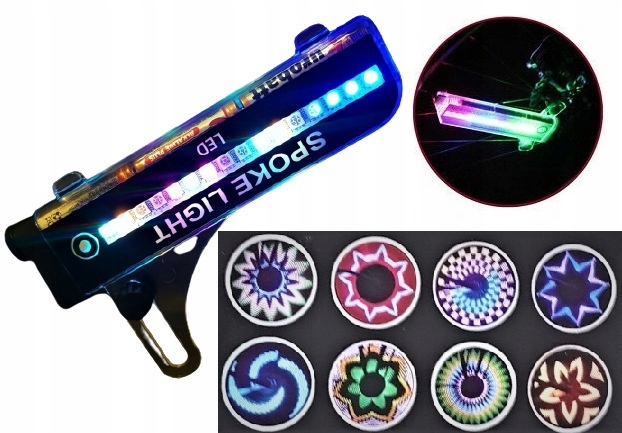 Oświetlenie Kół Na Szprychy Lampka Rowerowa Led Przednia Tylna Kolorowa