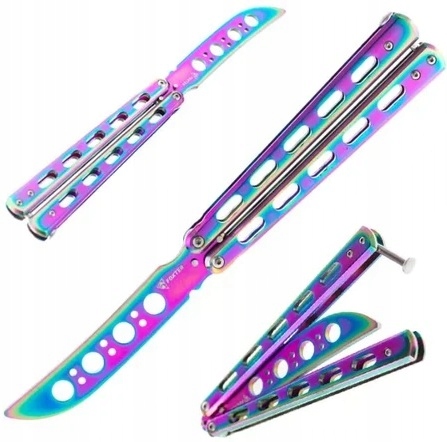 Nóż Motylkowy Treningowy Tępy Rainbow Motylek