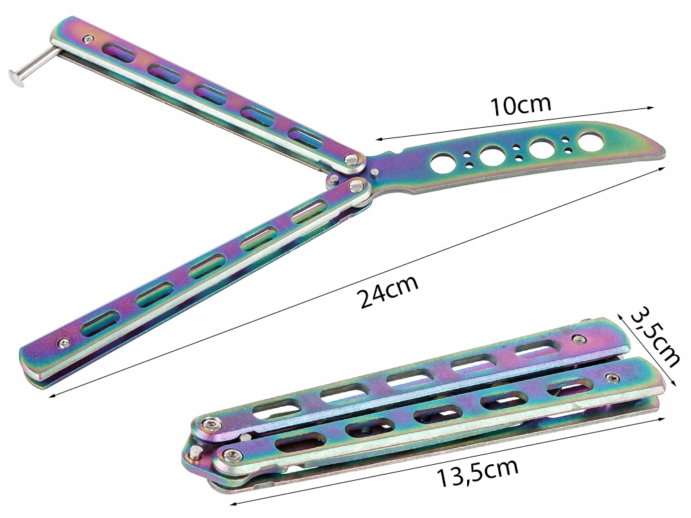 Nóż Motylkowy Treningowy Tępy Rainbow Motylek