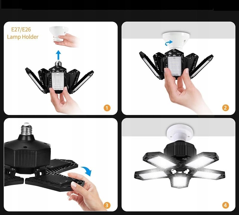 Mocna Lampa Warsztatowa Do Garażu 80w Sufitowa Robocza Żarówka Led E27 6w1