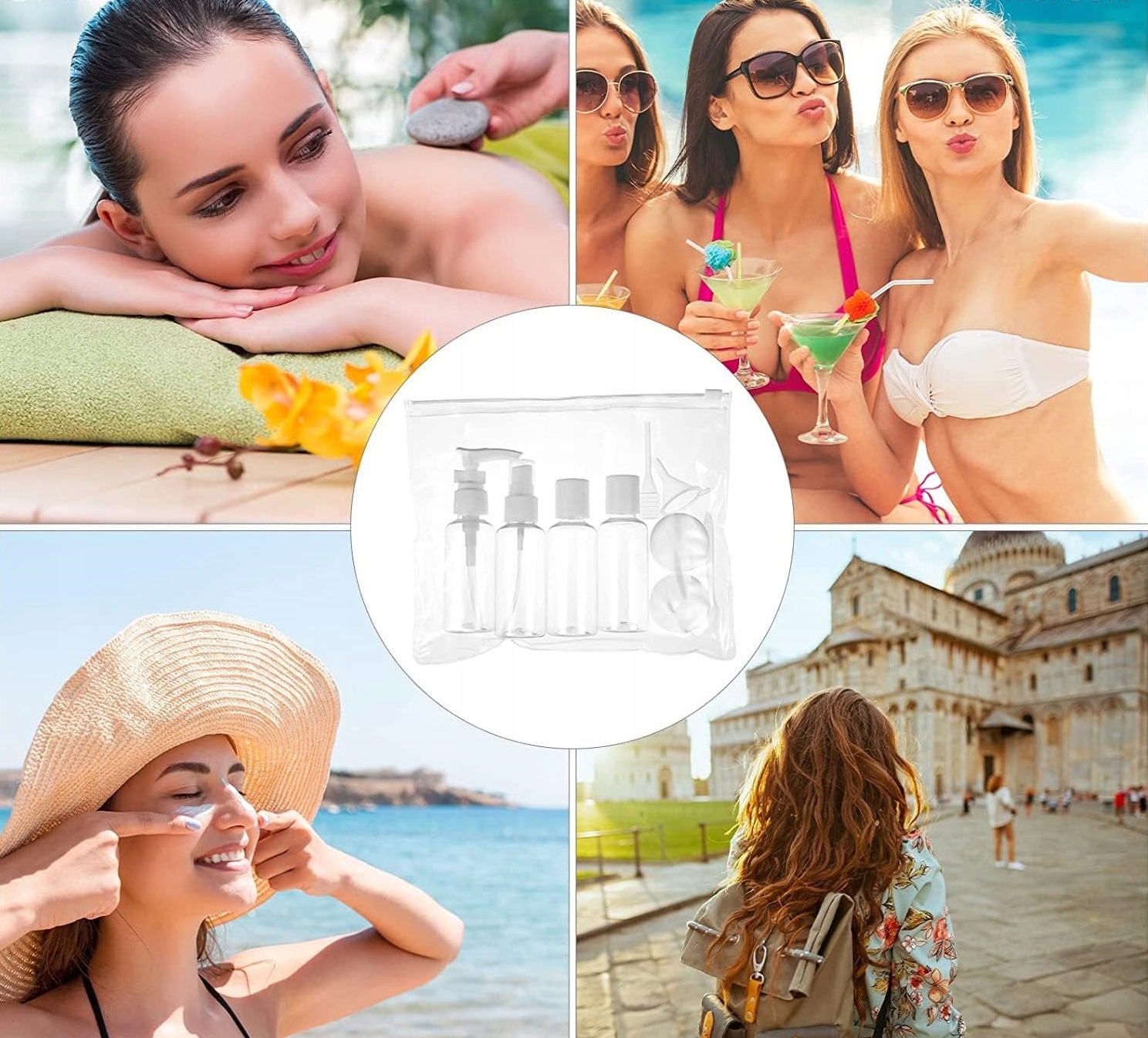 Pojemniki Podróżne Butelki Kosmetyki Wakacje Do Samolotu Bagażu Kosmetyczka