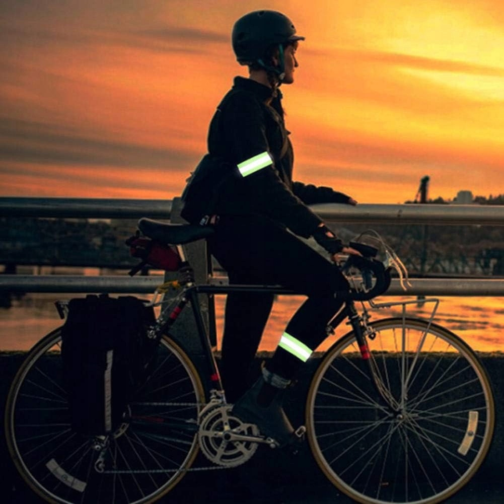 2x Regulowana Opaska Odblaskowa Na Rękę Ramię Nogę Do Biegania Odblask 2szt