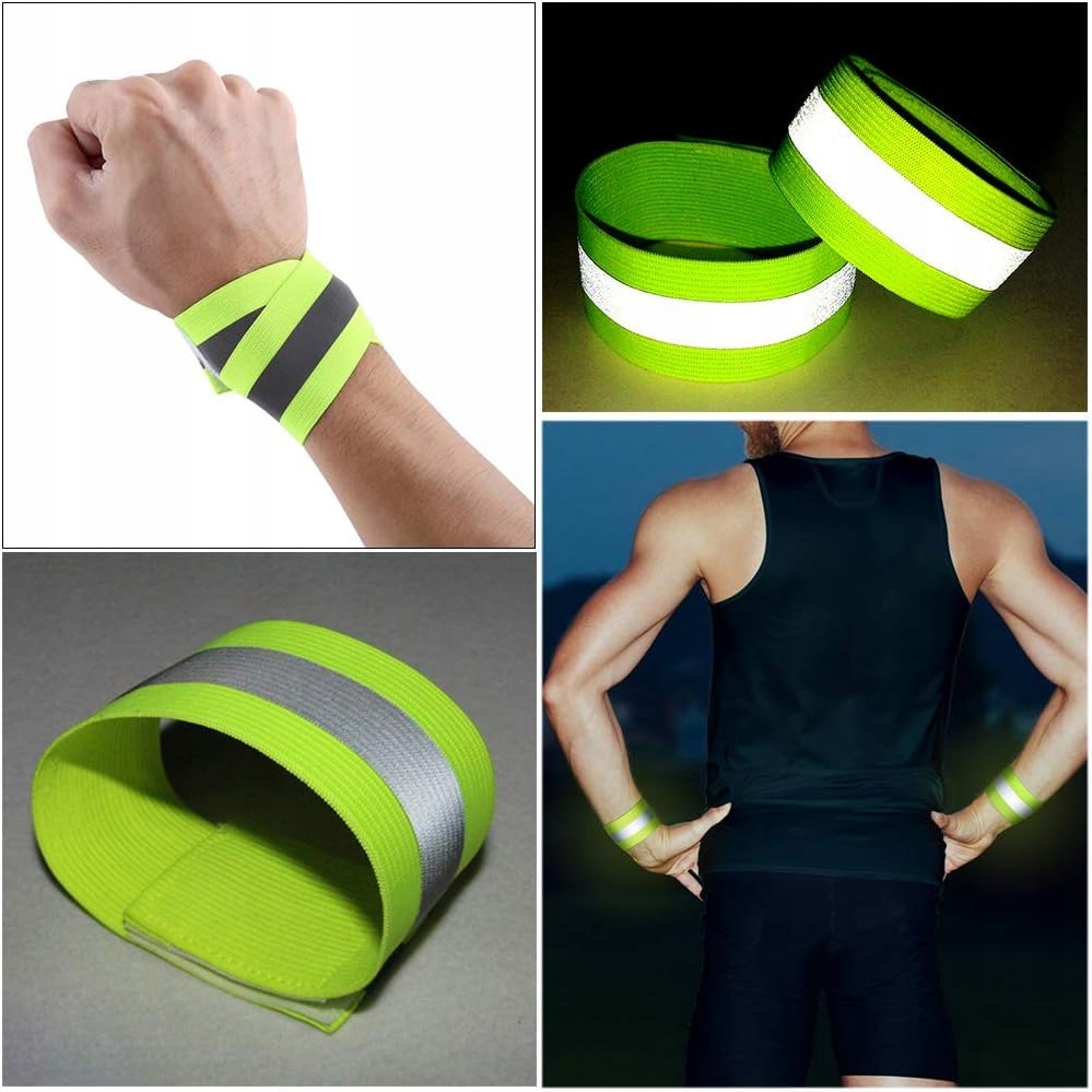 2x Regulowana Opaska Odblaskowa Na Rękę Ramię Nogę Do Biegania Odblask 2szt