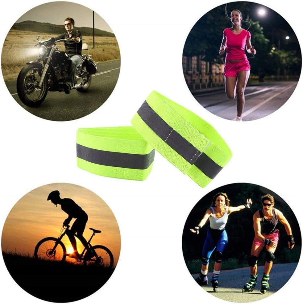 2x Regulowana Opaska Odblaskowa Na Rękę Ramię Nogę Do Biegania Odblask 2szt