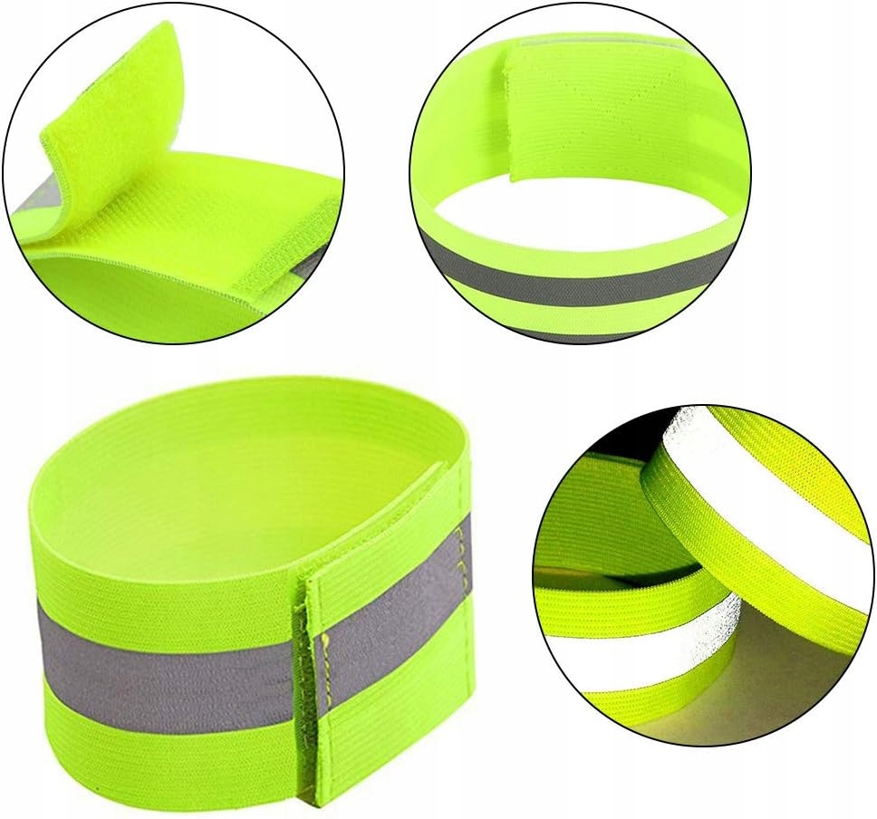 2x Regulowana Opaska Odblaskowa Na Rękę Ramię Nogę Do Biegania Odblask 2szt