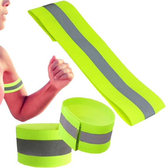 2x Regulowana Opaska Odblaskowa Na Rękę Ramię Nogę Do Biegania Odblask 2szt
