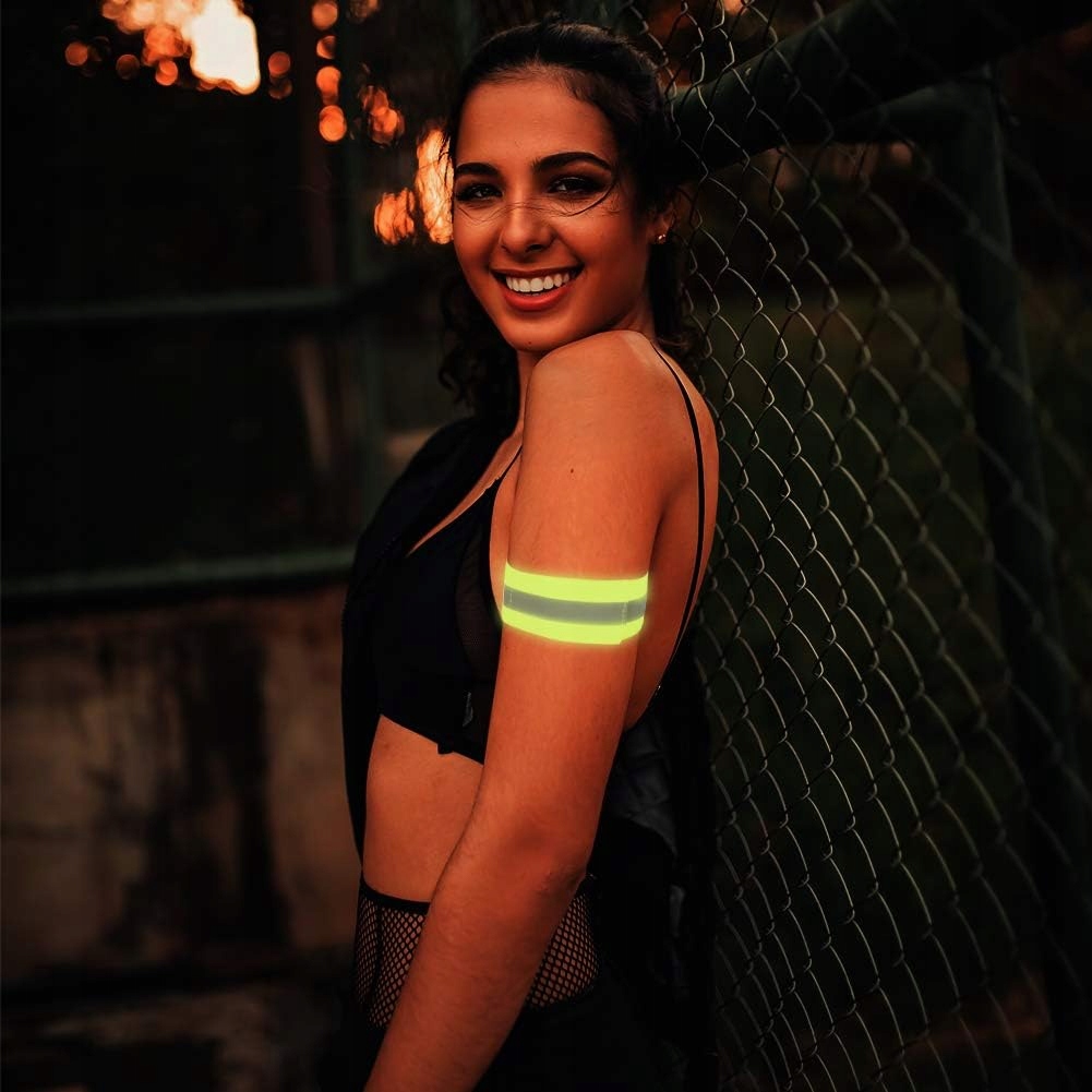 2x Regulowana Opaska Odblaskowa Na Rękę Ramię Nogę Do Biegania Odblask 2szt