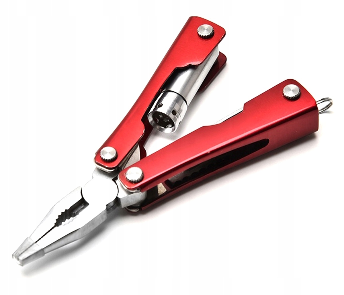 Mini Multitool Turystyczny Survival Brelok Latarka Nóż Otwieracz + Etui