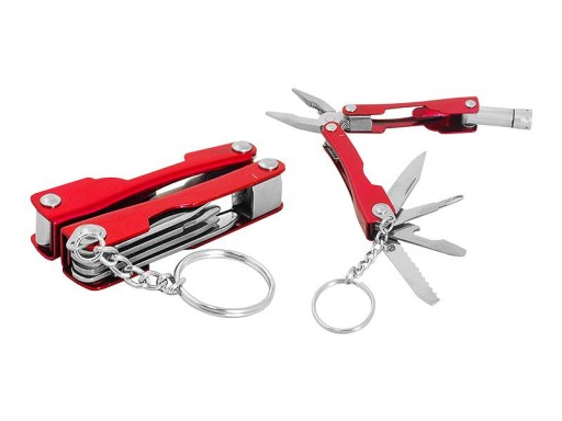 Mini Multitool Turystyczny Survival Brelok Latarka Nóż Otwieracz + Etui