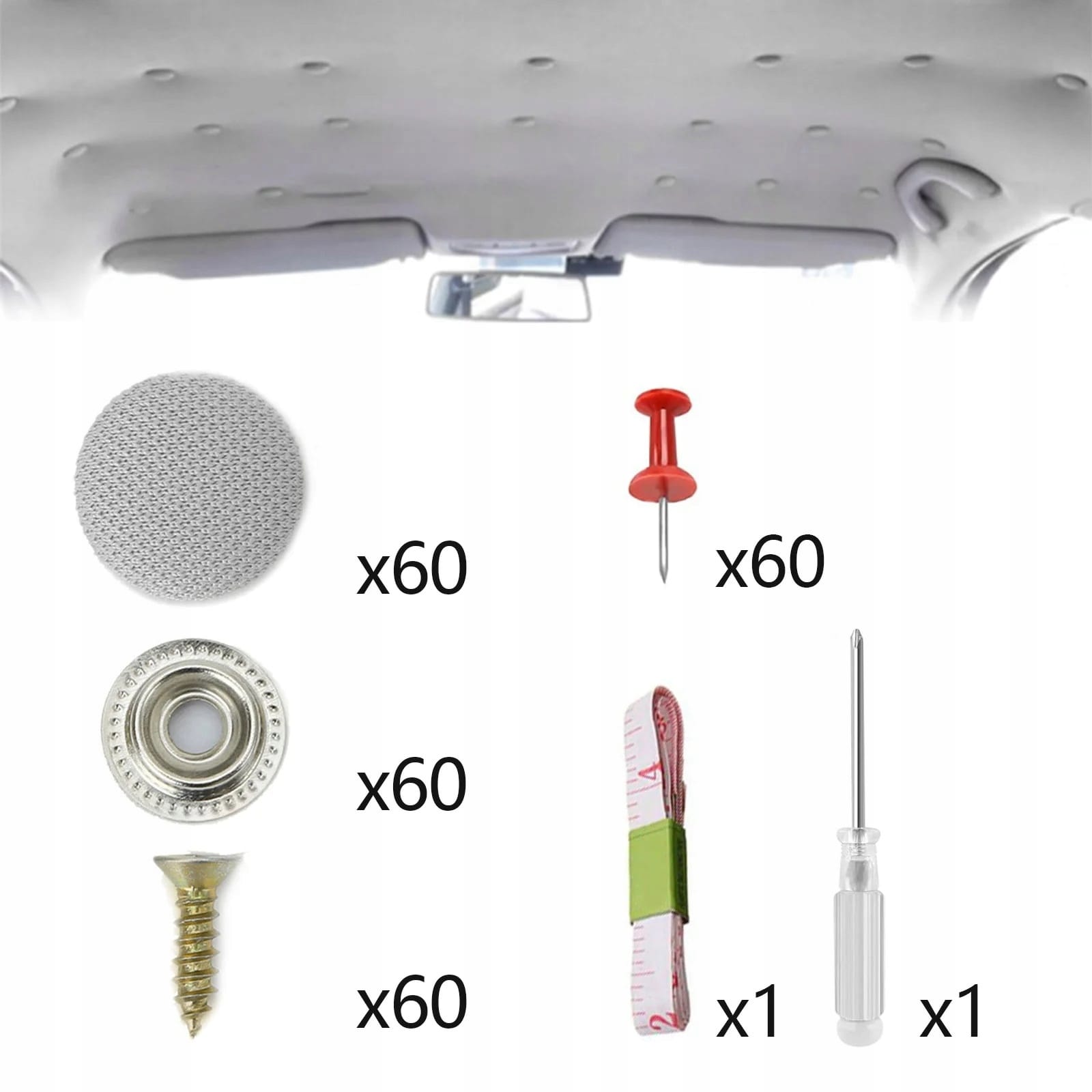 Zestaw Naprawczy Do Naprawy Podsufitki Samochodowej Nity Szary Centymetr