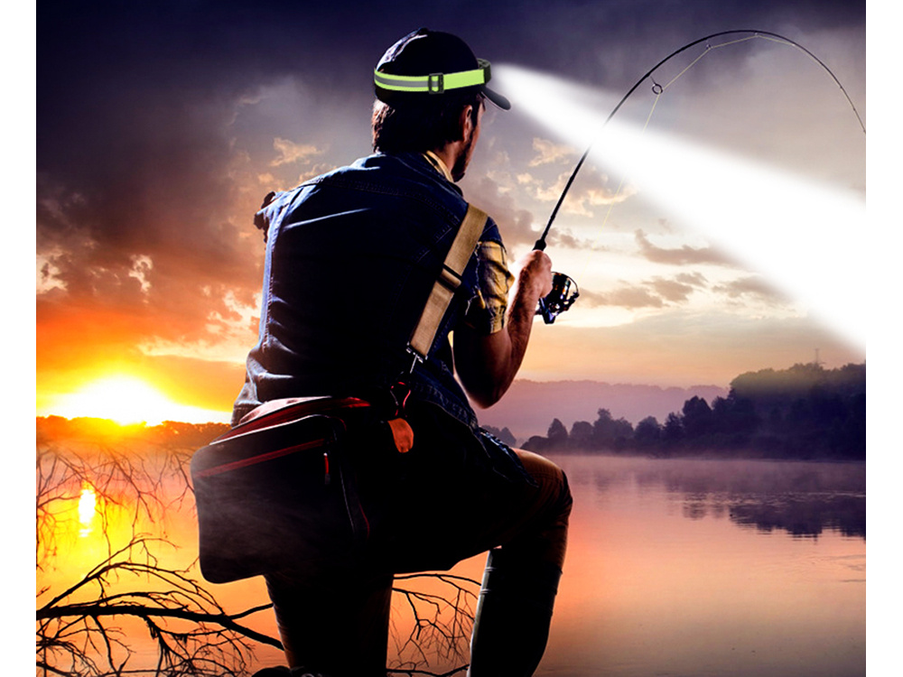 Mocna Latarka Czołowa Led Cob Czujnik Ruchu Usb Turystyczna Czołówka Lampka