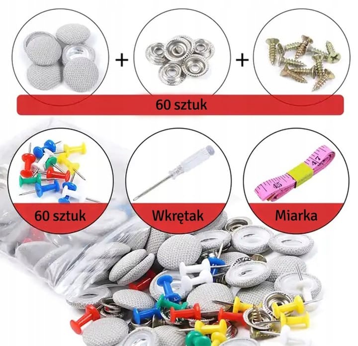 Zestaw Naprawczy Do Naprawy Podsufitki Samochodowej Nity Szary Centymetr