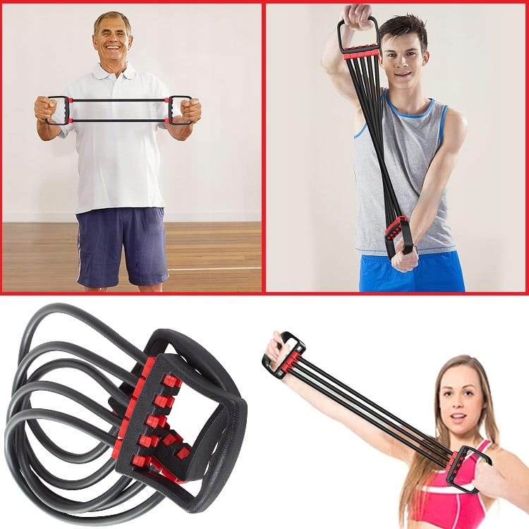 Ekspander Do Ćwiczeń Napinacz Mięśni 5 Gum Oporowych Expander Reulowany