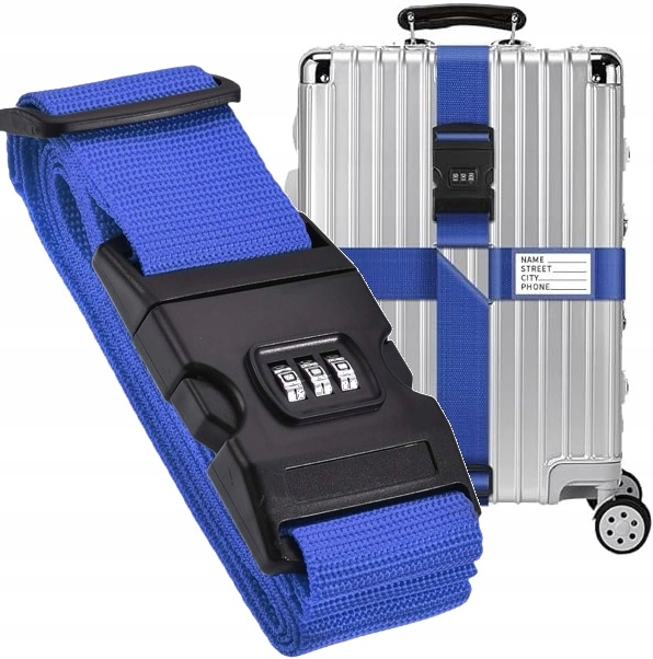 Pas Zabezpieczający Do Walizki Torby Bagażu Spinającyna Kod Niebieski