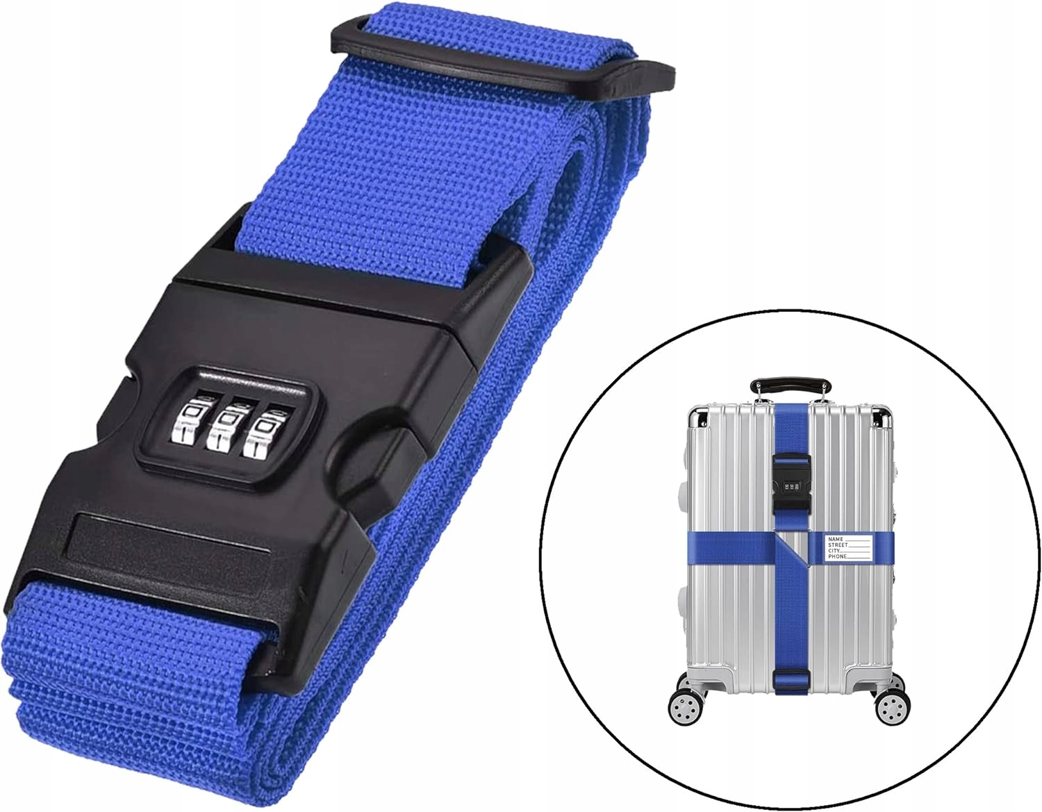 Pas Zabezpieczający Do Walizki Torby Bagażu Spinającyna Kod Niebieski