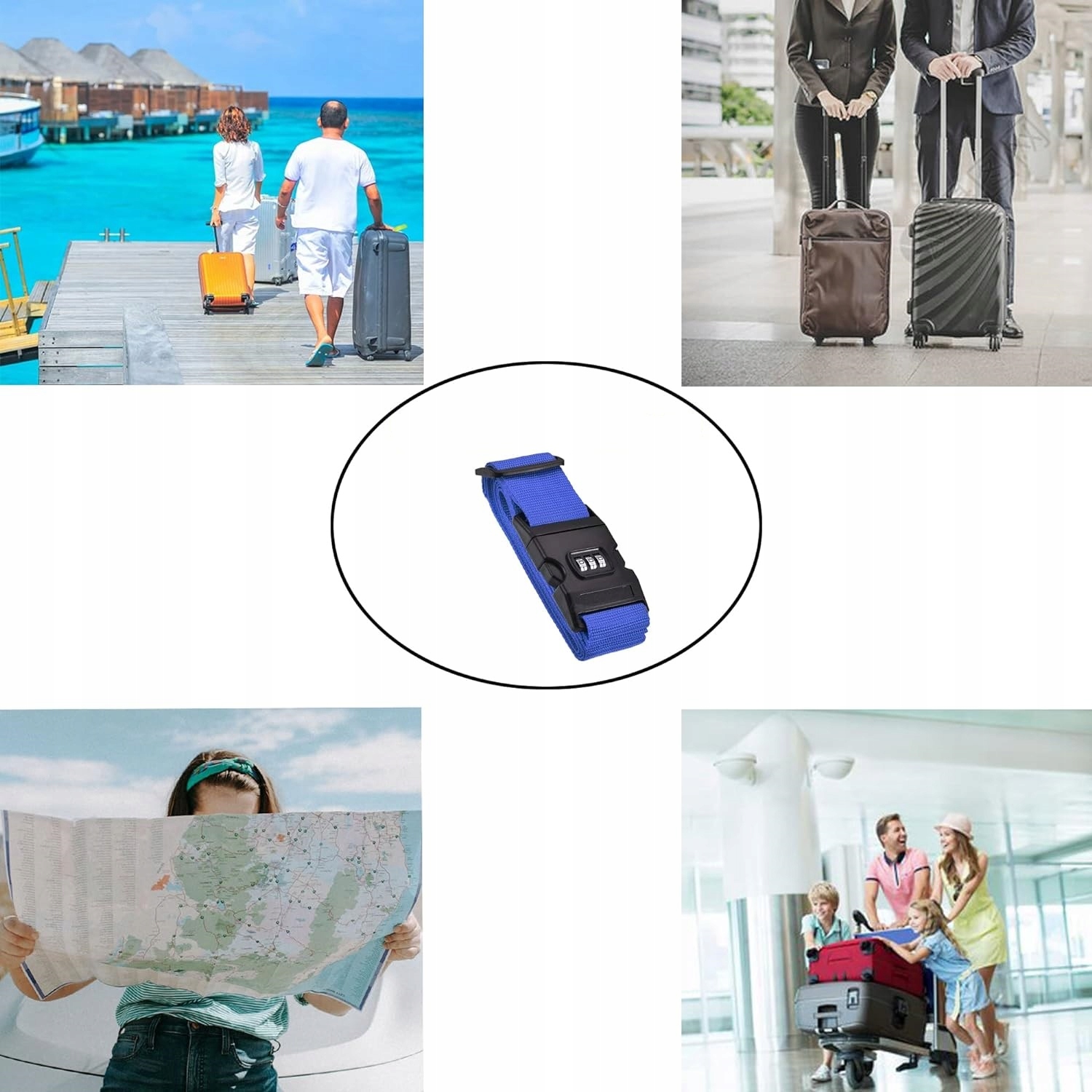 Pas Zabezpieczający Do Walizki Torby Bagażu Spinającyna Kod Niebieski